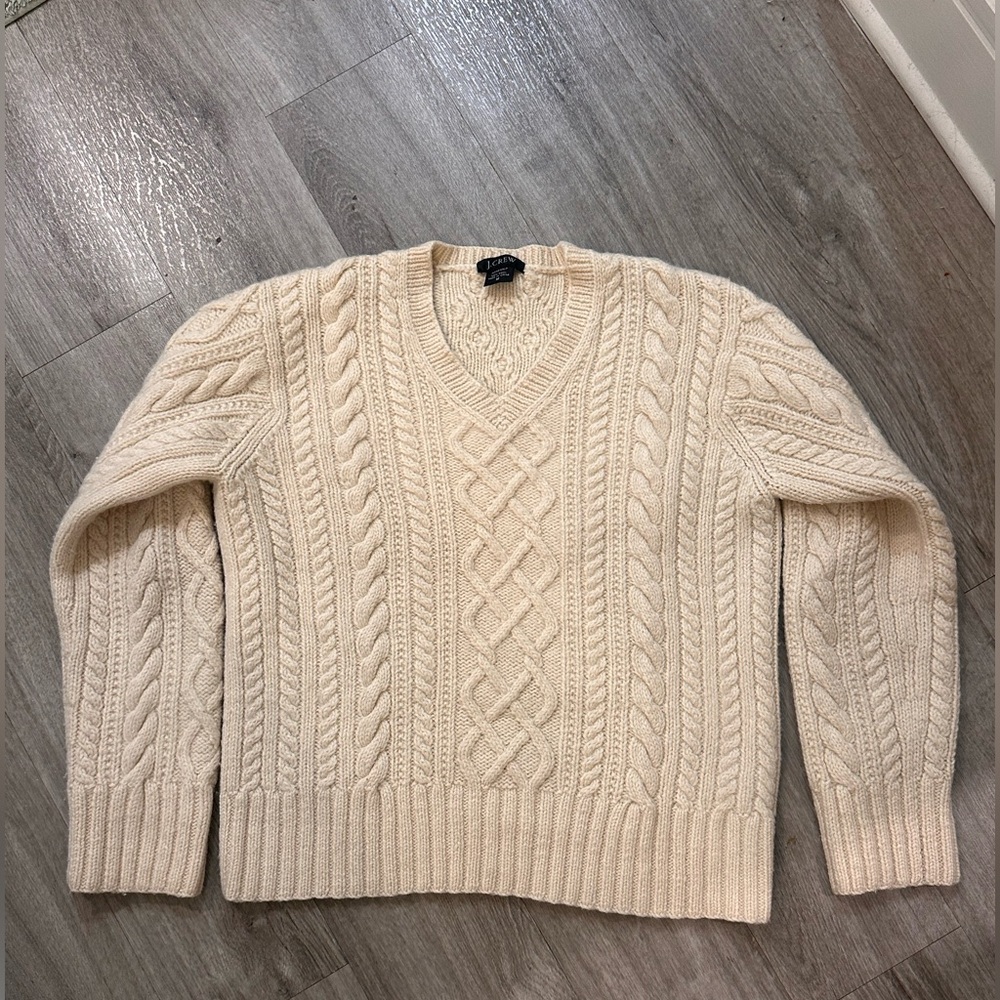 100% wool J. Crew V-Neck hand knit long sleeve